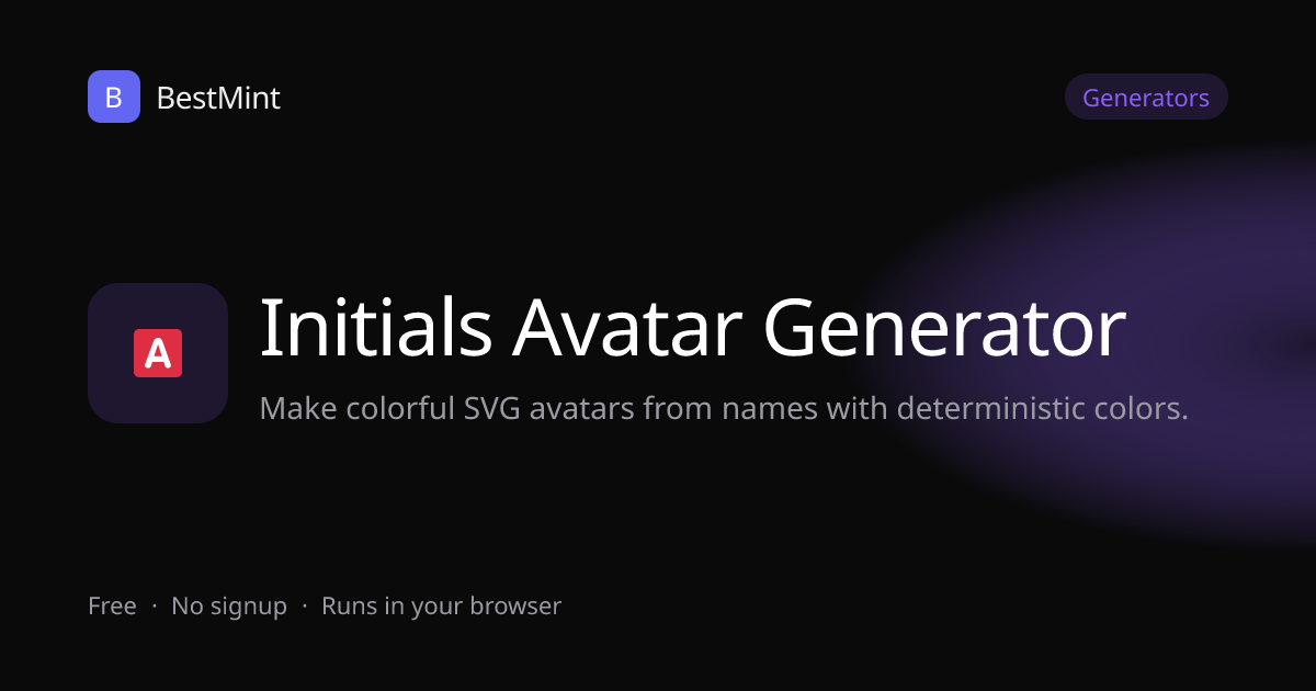 Initials Avatar Generator — Free SVG Avatars from Names | BestMint
